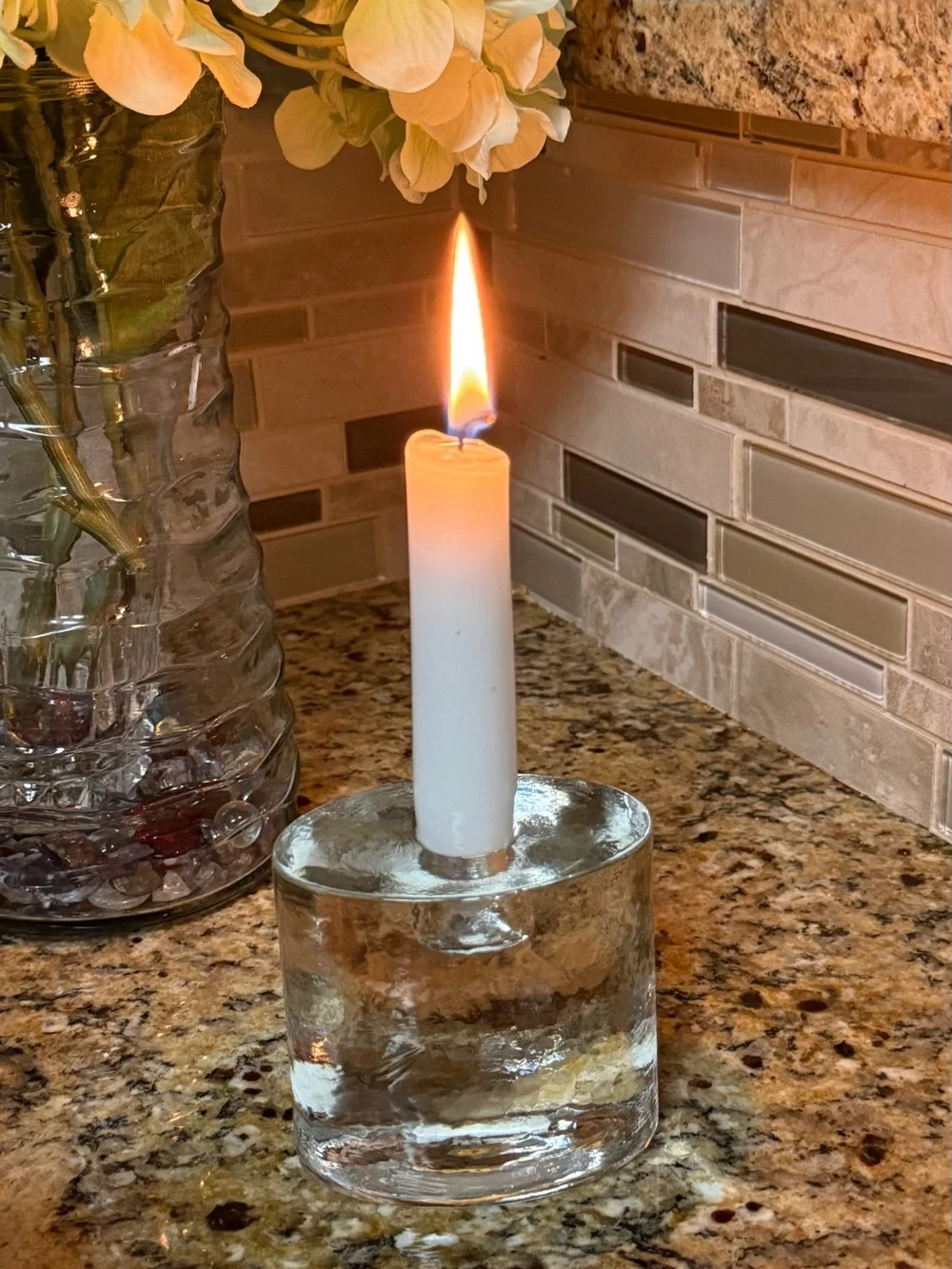 Crate and Barrel Glass Taper Candle Holder